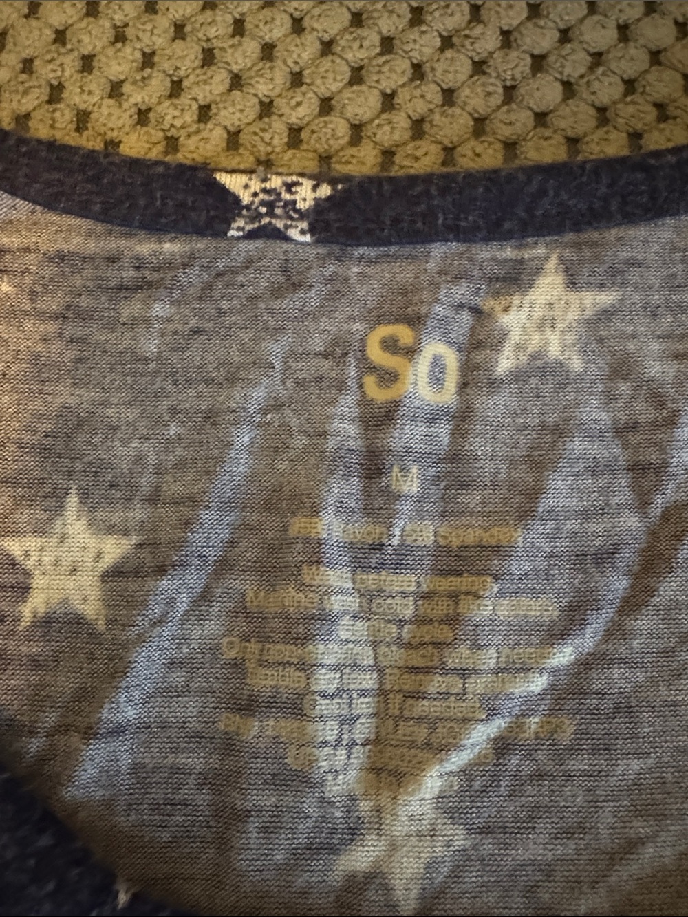SO Navy Tank Top with White Star Print and Lattice Shoulders - Picture 2 of 4